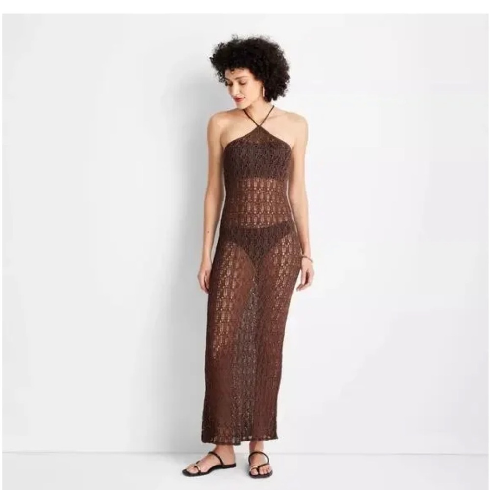 Future Collective Women's Open Stitch  Copper color beach cover up  M